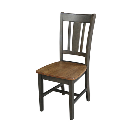 INTERNATIONAL CONCEPTS San Remo Splatback Chair, Set of 2 Chairs, Hickory/Washed Coal C45-10P